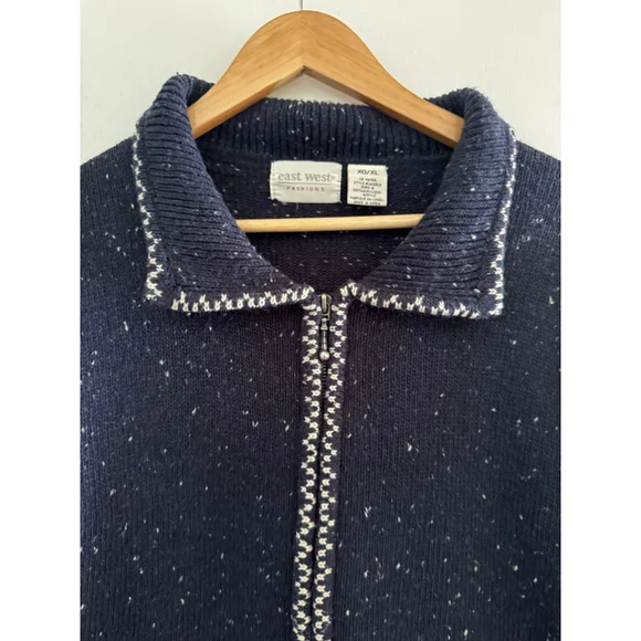 Vintage Knit Cabin Lodge Zip Cardigan Alpine Winter Sweater - Picture 3 of 12